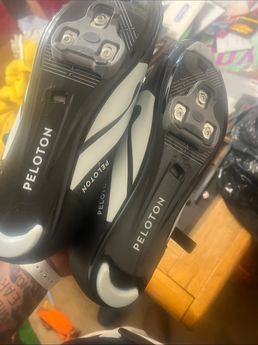 Peloton Men's Black Cycling Shoes with Red Lining
